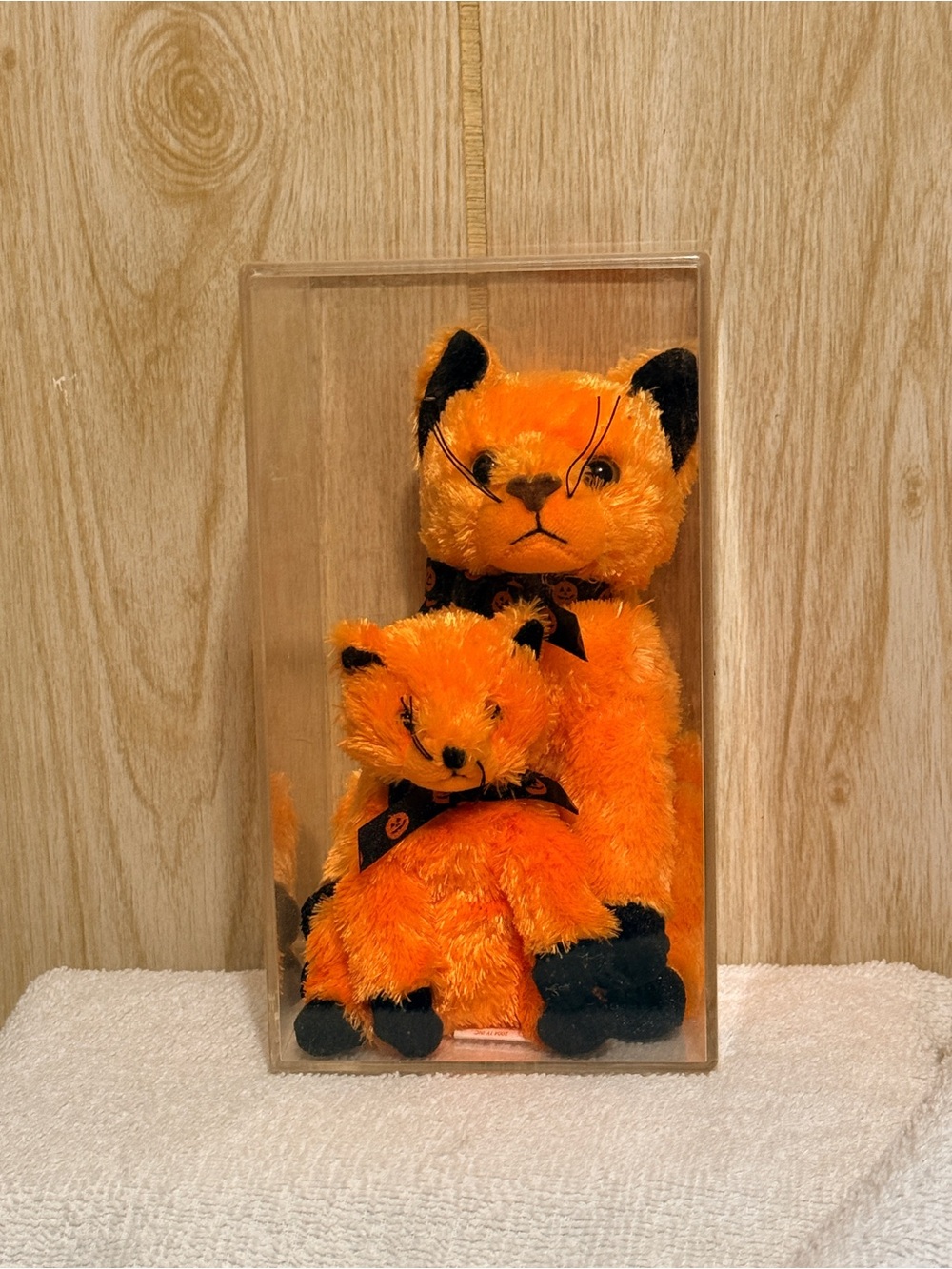 Orange & Black Plush Cat Duo - Decorative Stuffed Kittens